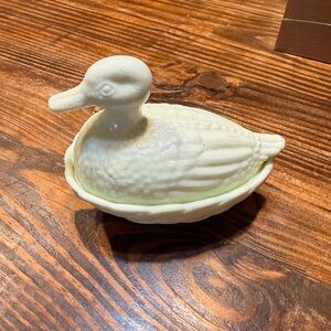Mosser Ceramic Duck on Nest Dish - Pale Green - VINTAGE - RARE